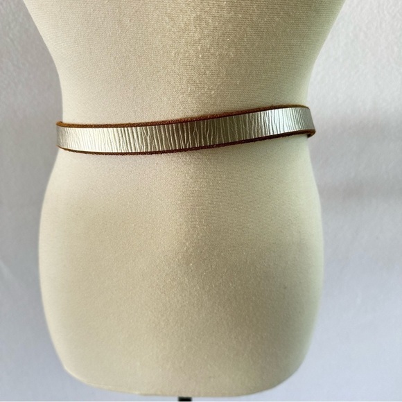 Fossil Silver Leather Belt Rhinestone Buckle Small - Picture 2 of 8